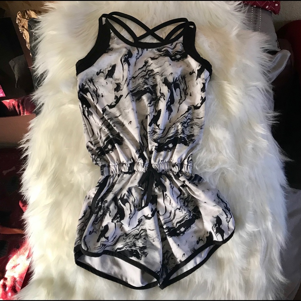 Black and White Marbled girls Jumpsuit